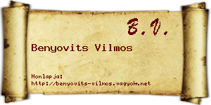 Benyovits Vilmos névjegykártya