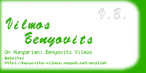 vilmos benyovits business card